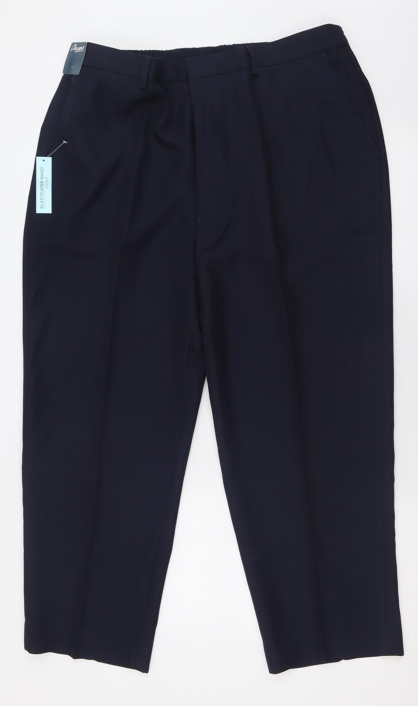 chams Mens Blue  Polyester Trousers  Size 42 L27 in Regular Hook & Eye - Short Leg