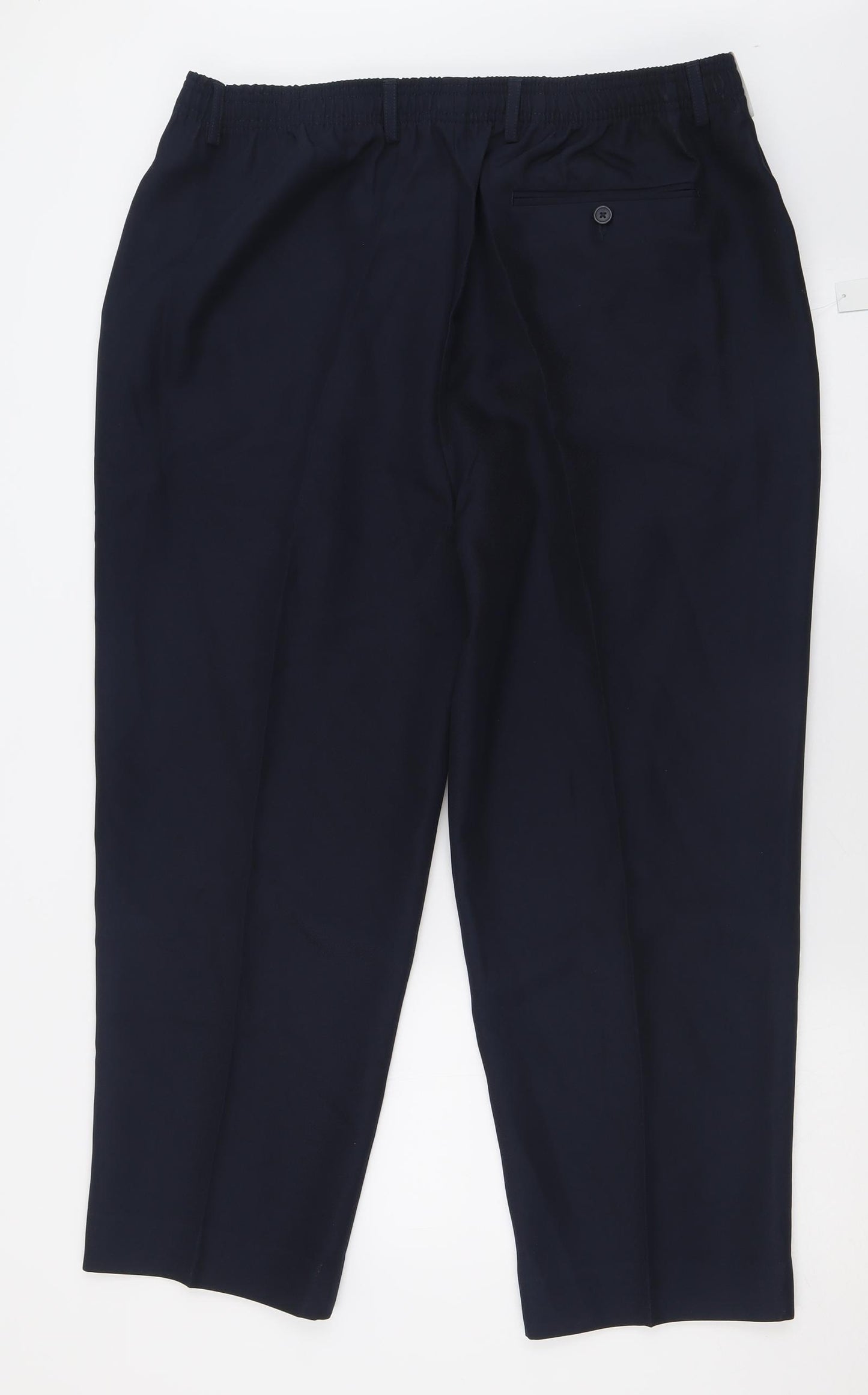 chams Mens Blue  Polyester Trousers  Size 42 L27 in Regular Hook & Eye - Short Leg