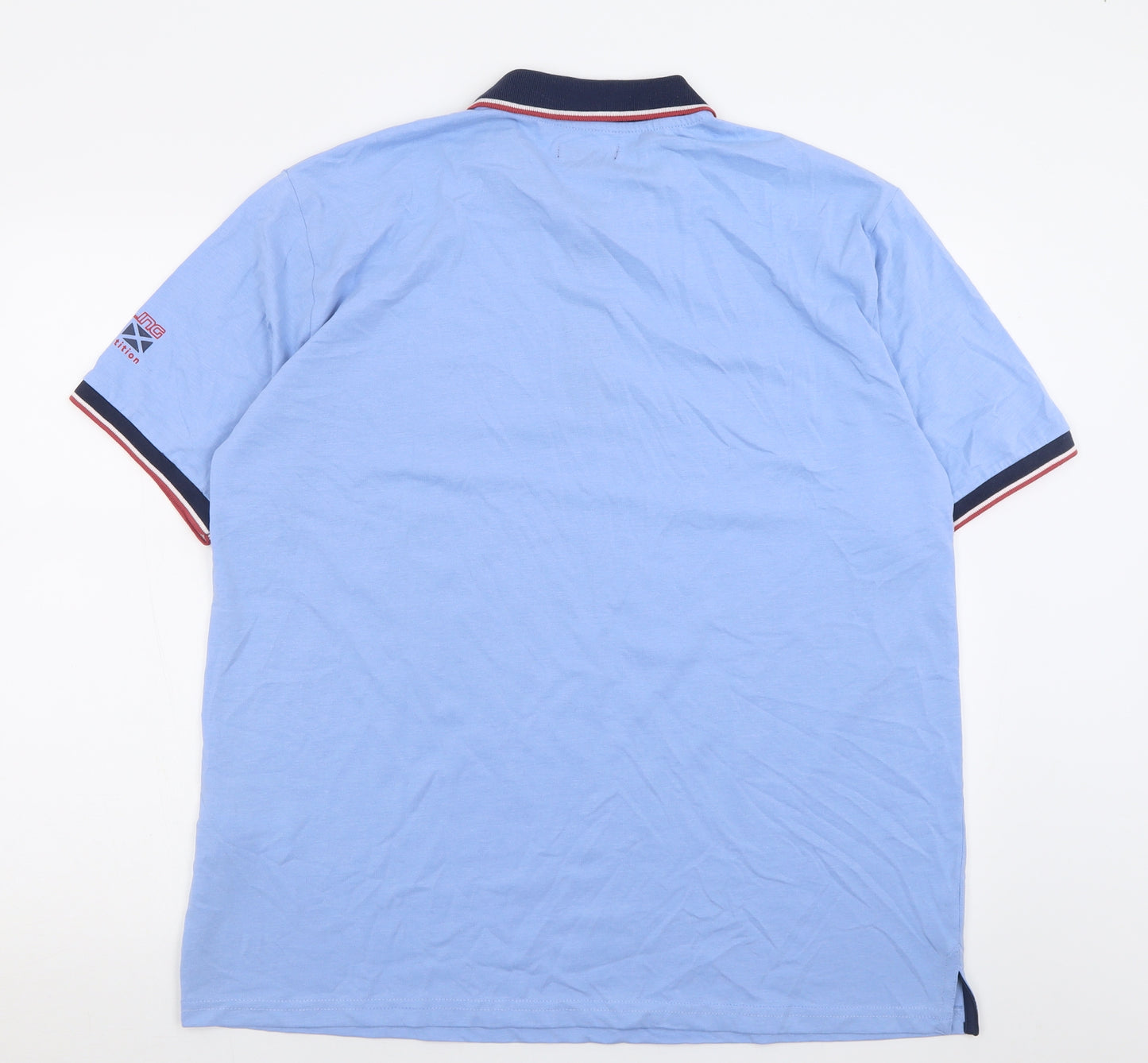 Atlas Mens Blue  Cotton  Polo Size XL Collared Button