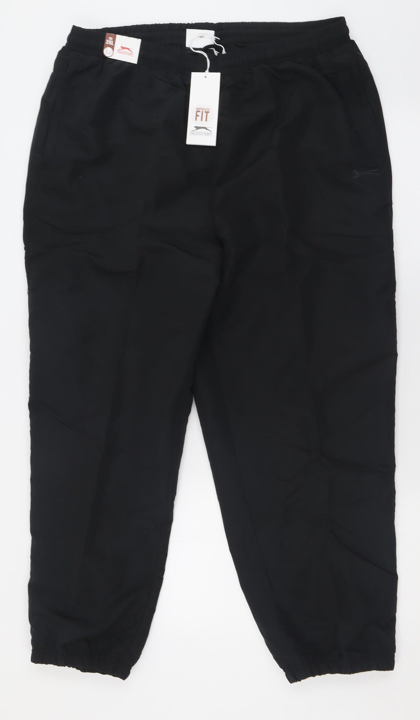 Slazenger Mens Black  Polyester Jogger Trousers Size 2XL L30 in Regular Tie