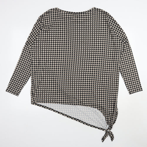Pep & Co Womens Black Houndstooth Polyester Jersey Blouse Size 18 Scoop Neck