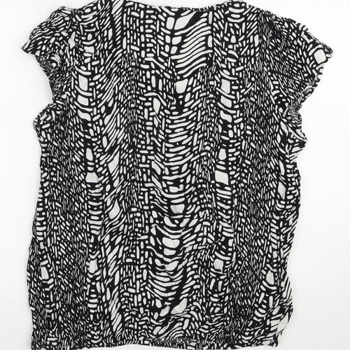 George Womens Black Geometric Viscose Basic Blouse Size 18 Scoop Neck