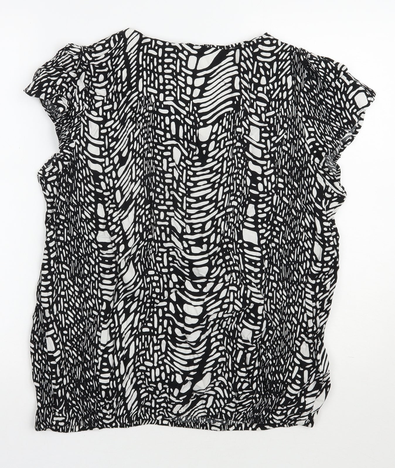 George Womens Black Geometric Viscose Basic Blouse Size 18 Scoop Neck