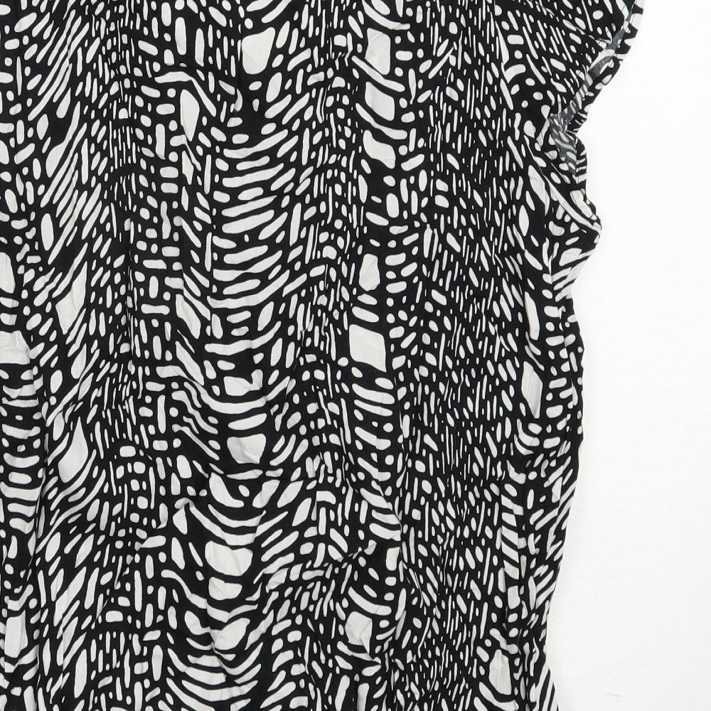 George Womens Black Geometric Viscose Basic Blouse Size 18 Scoop Neck