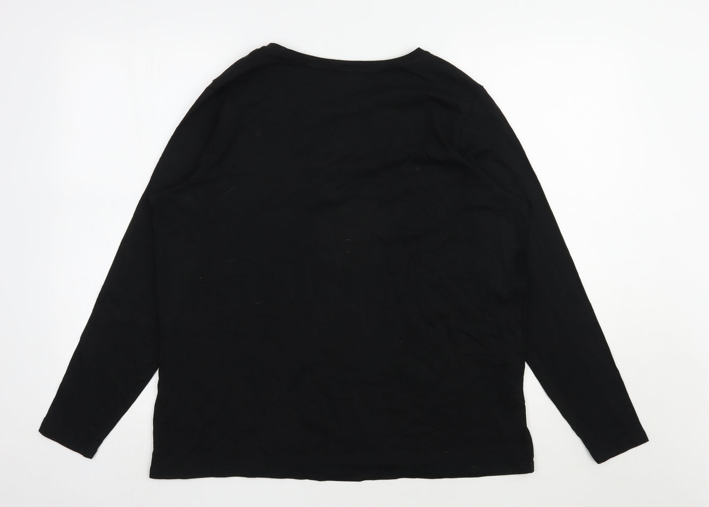 Marks and Spencer Womens Black  Cotton Basic T-Shirt Size 18 Scoop Neck