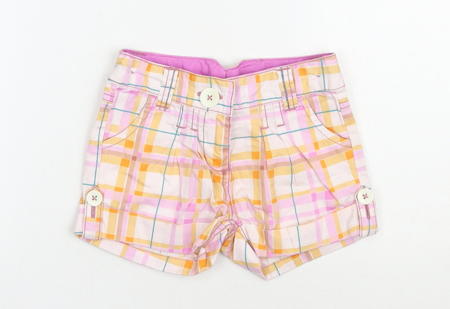 NEXT Girls Multicoloured Plaid Cotton Chino Shorts Size 3 Years  Regular Zip