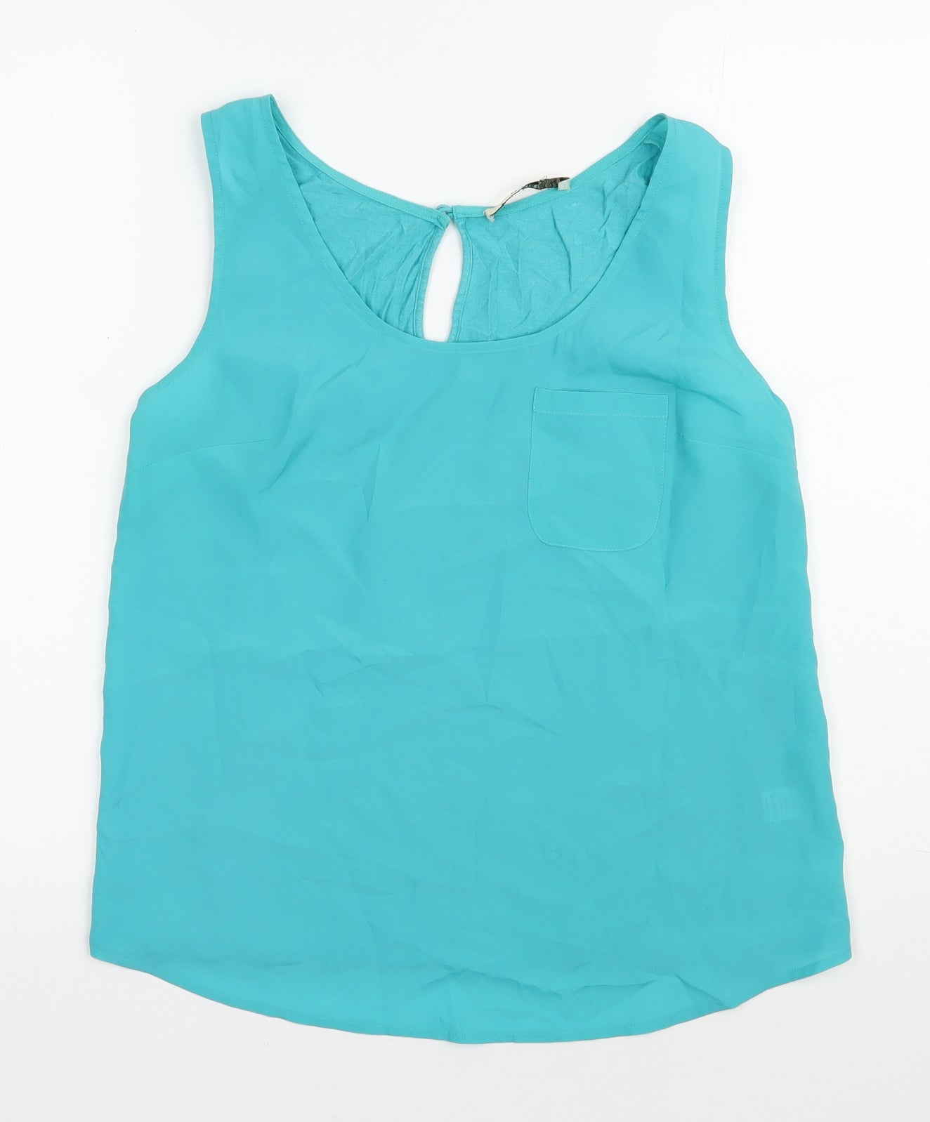 Oasis Womens Blue  Polyester Basic Blouse Size M Scoop Neck