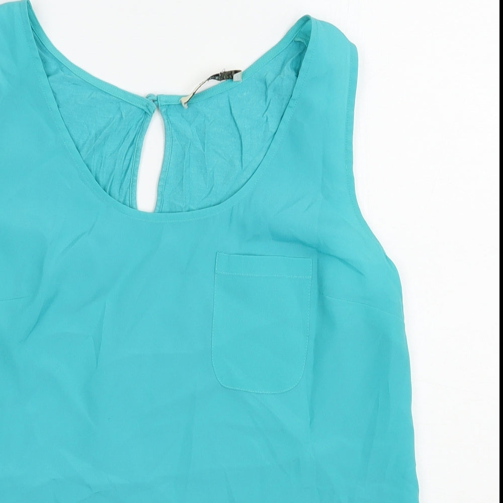 Oasis Womens Blue  Polyester Basic Blouse Size M Scoop Neck