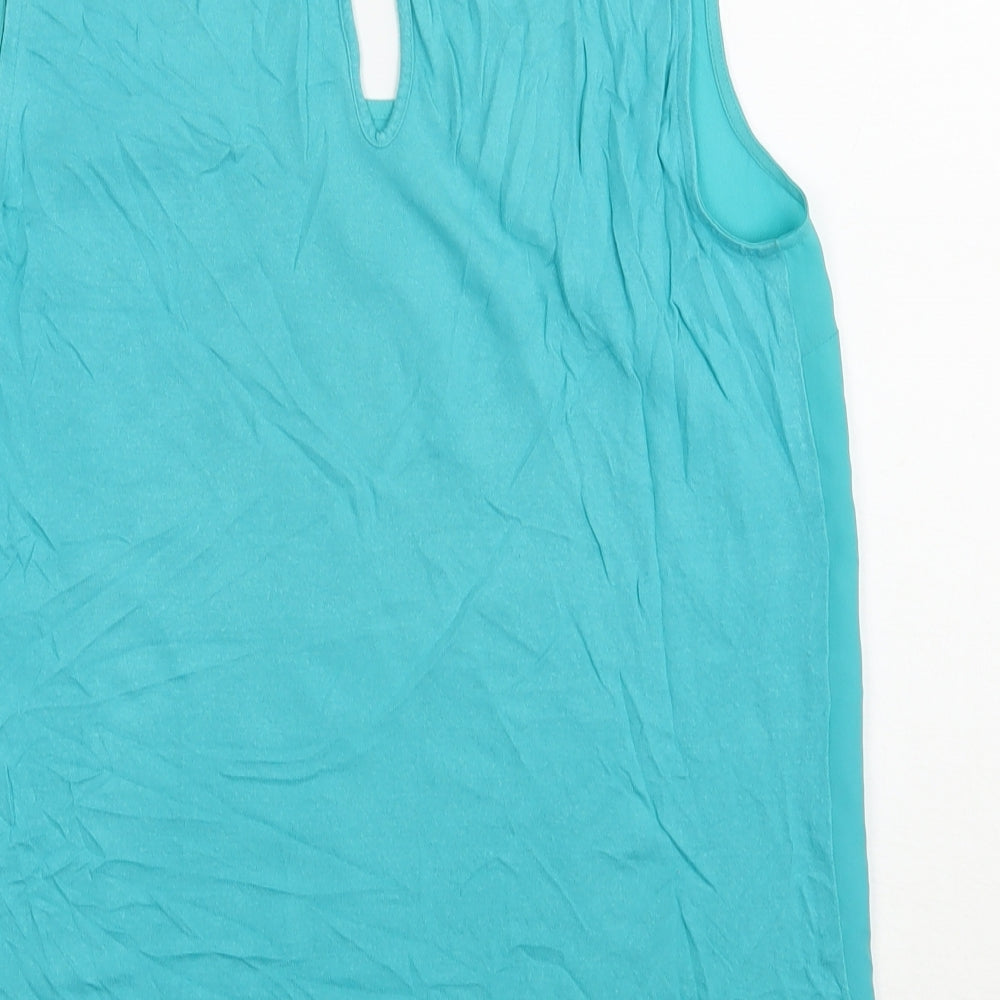 Oasis Womens Blue  Polyester Basic Blouse Size M Scoop Neck