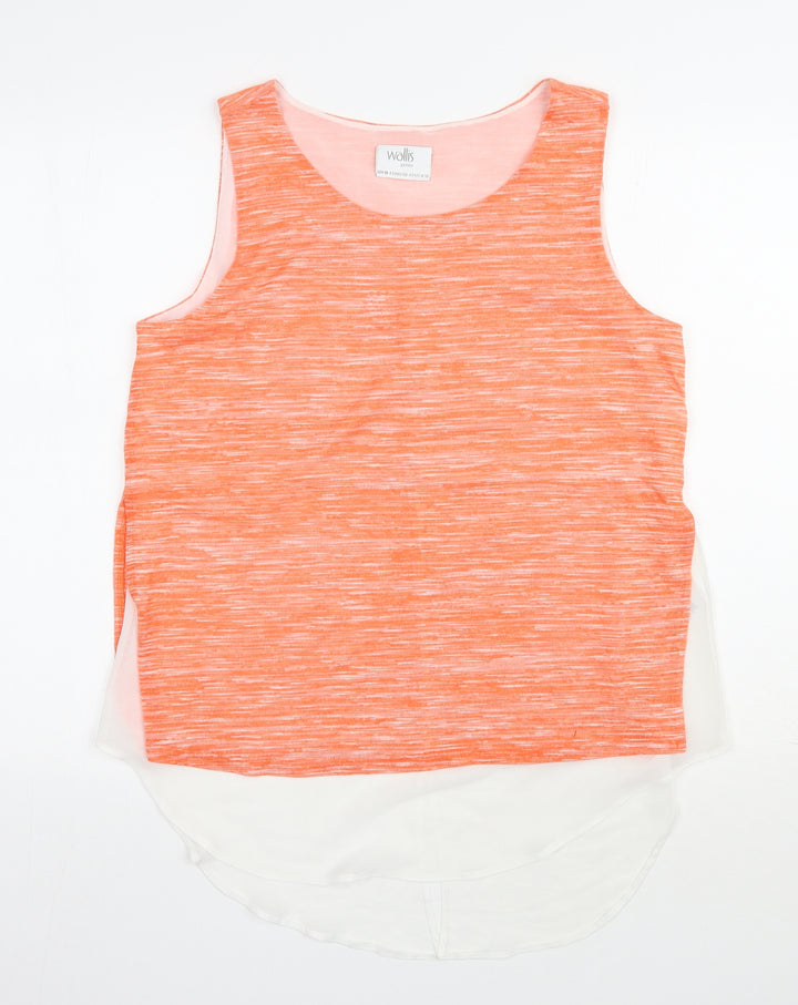 Wallis Womens Orange Viscose Basic Blouse Size M Scoop Neck
