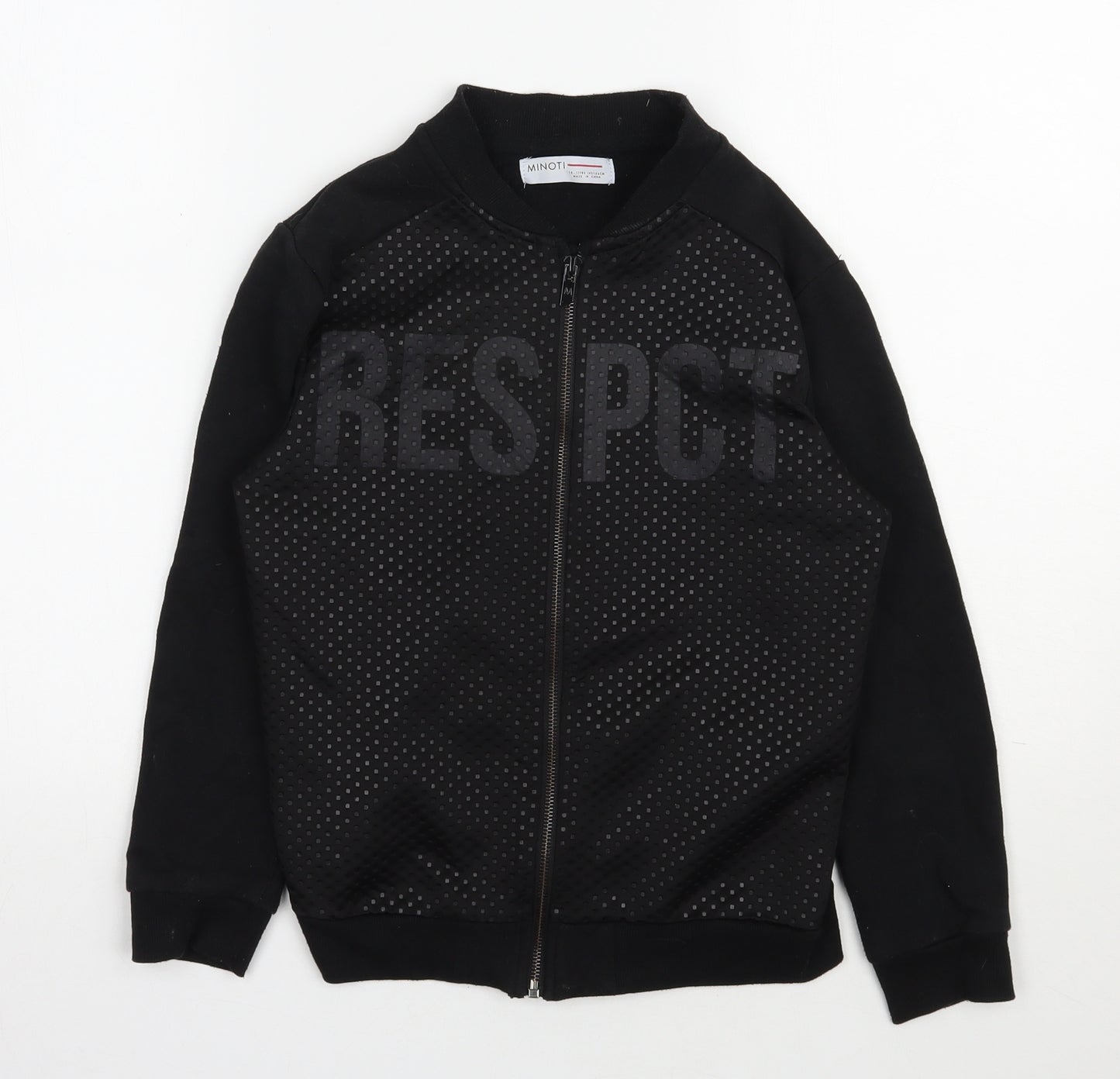 Minoti Boys Black  Cotton Full Zip Sweatshirt Size 10-11 Years  Zip