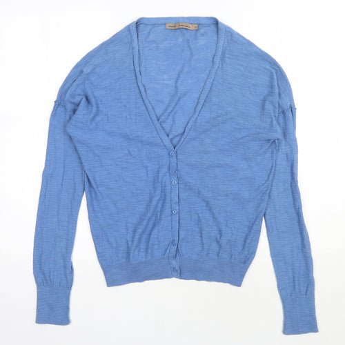 NEXT Womens Blue V-Neck  Cotton Cardigan Jumper Size 10