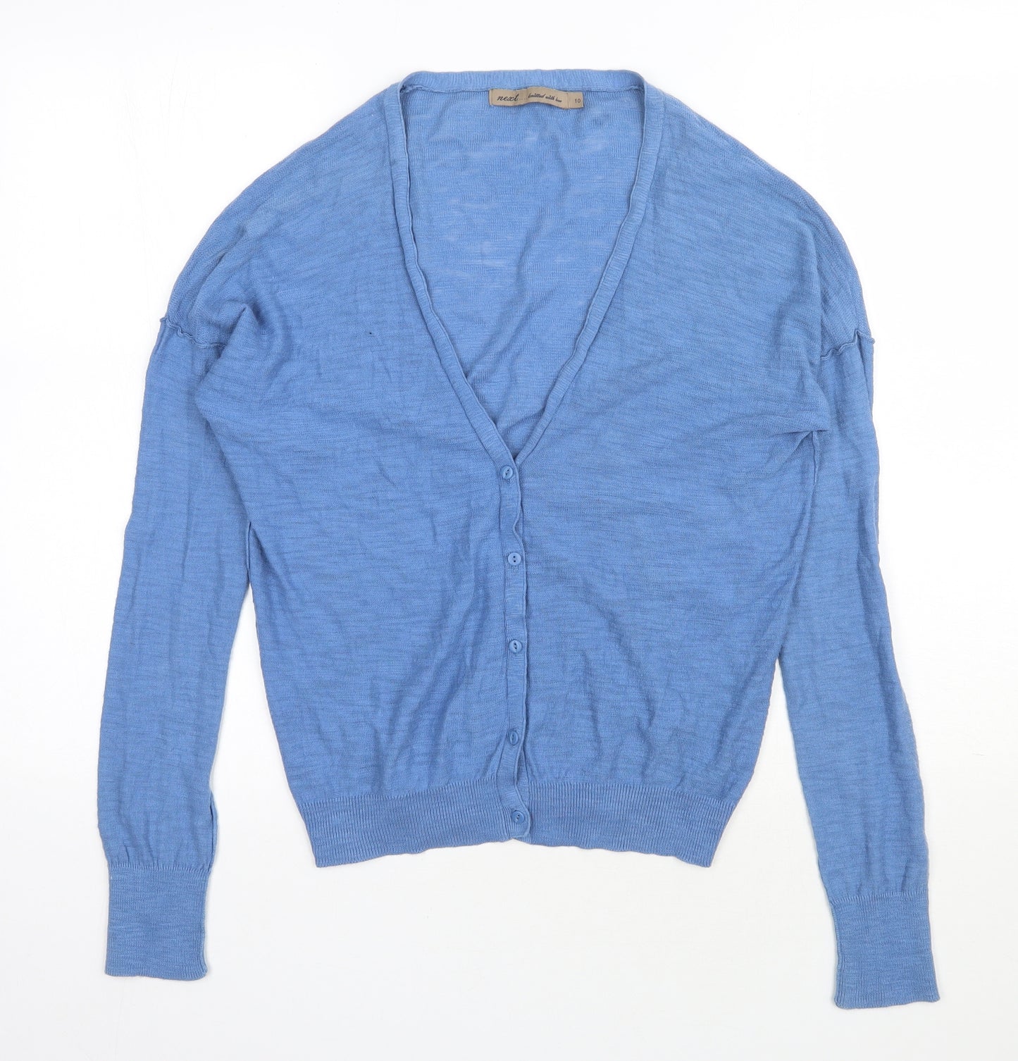 NEXT Womens Blue V-Neck  Cotton Cardigan Jumper Size 10