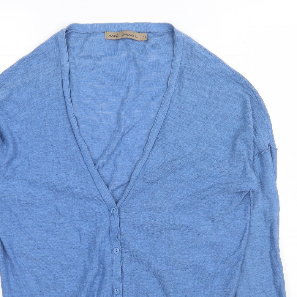 NEXT Womens Blue V-Neck  Cotton Cardigan Jumper Size 10