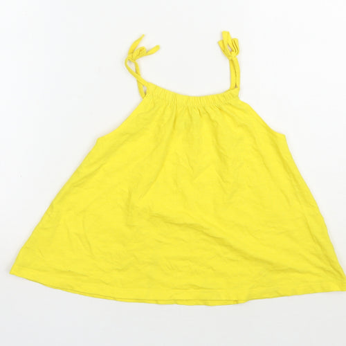 Marks and Spencer Girls Yellow  Polyester Camisole Tank Size 5-6 Years Scoop Neck Pullover