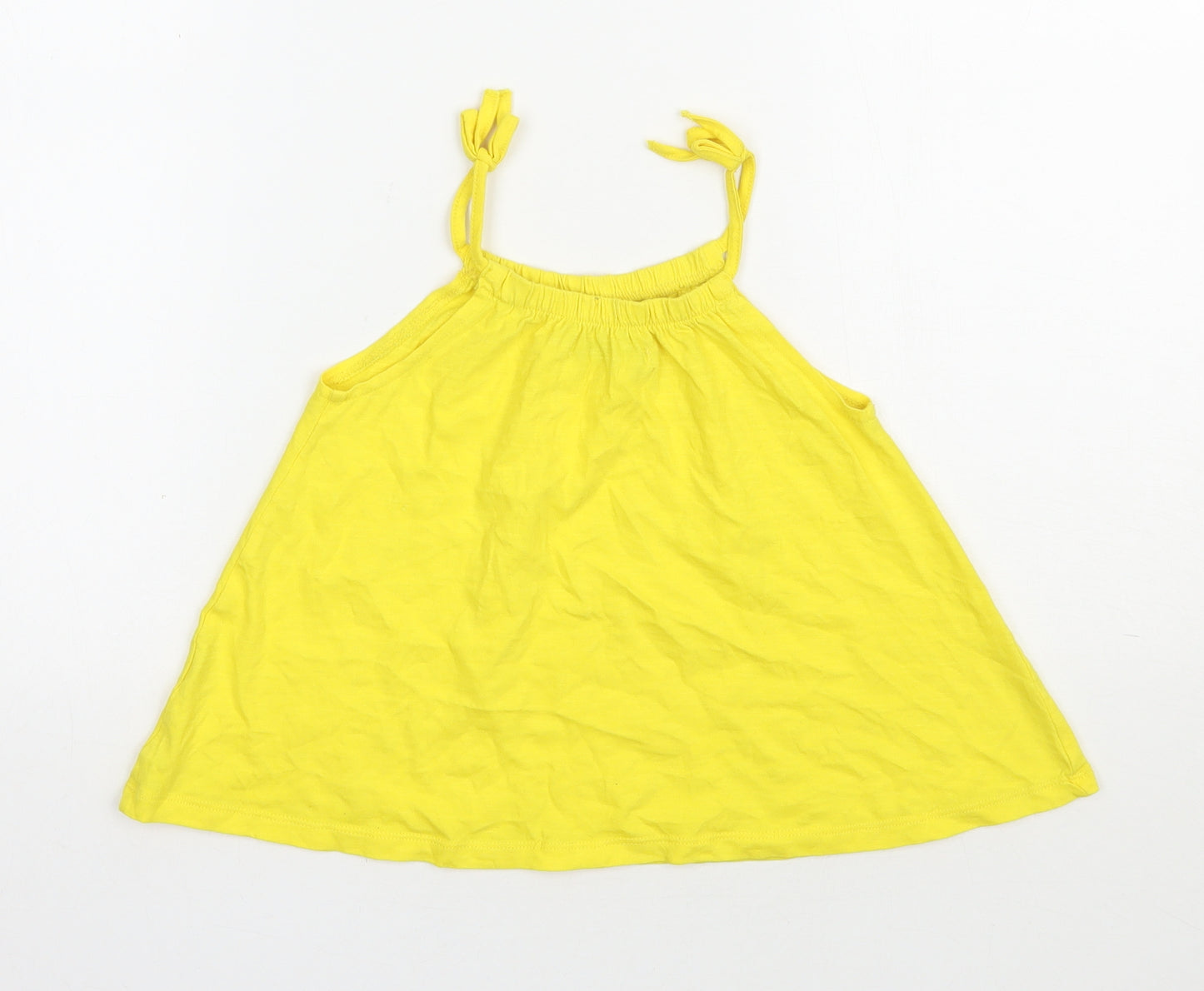 Marks and Spencer Girls Yellow  Polyester Camisole Tank Size 5-6 Years Scoop Neck Pullover