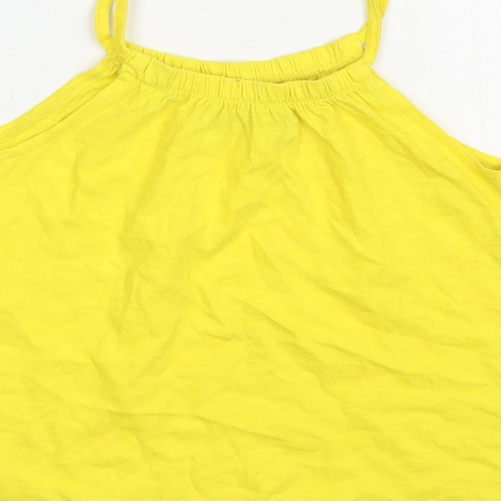Marks and Spencer Girls Yellow  Polyester Camisole Tank Size 5-6 Years Scoop Neck Pullover
