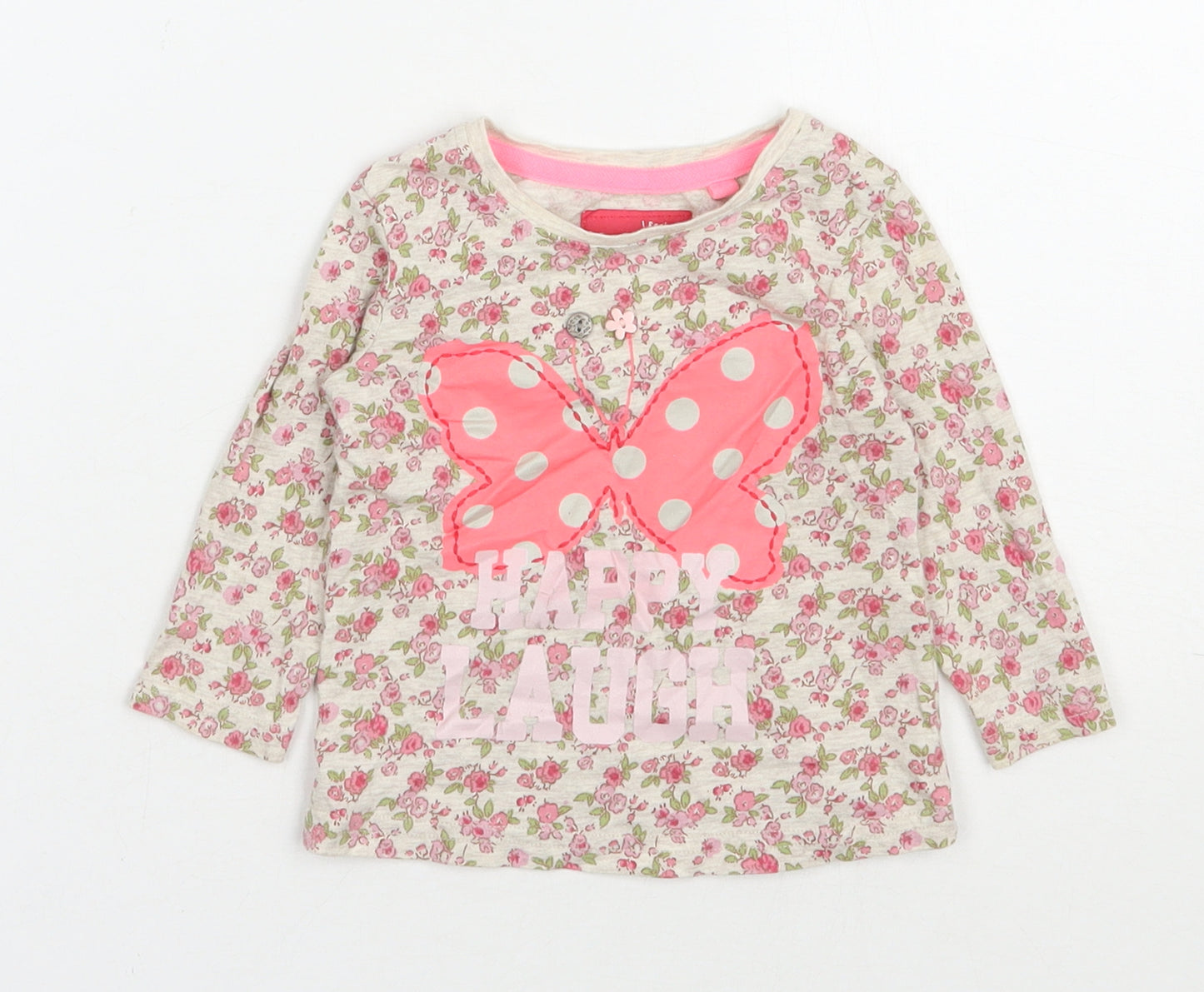 NEXT Girls Multicoloured Floral 100% Cotton Basic T-Shirt Size 3-6 Months Round Neck Pullover