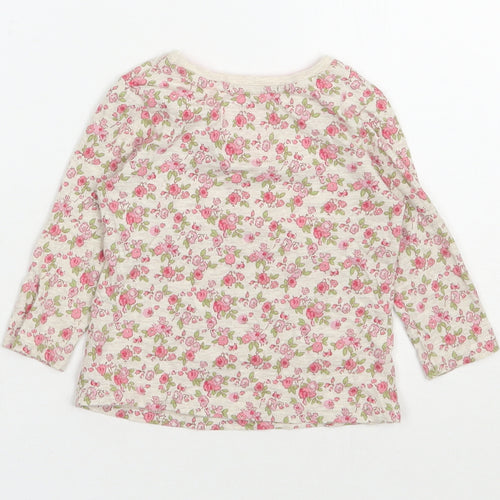 NEXT Girls Multicoloured Floral 100% Cotton Basic T-Shirt Size 3-6 Months Round Neck Pullover
