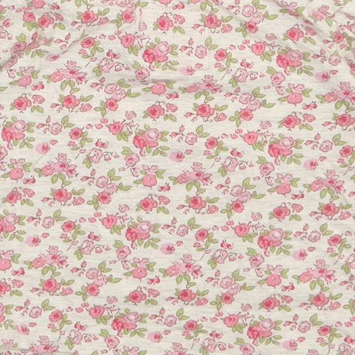 NEXT Girls Multicoloured Floral 100% Cotton Basic T-Shirt Size 3-6 Months Round Neck Pullover