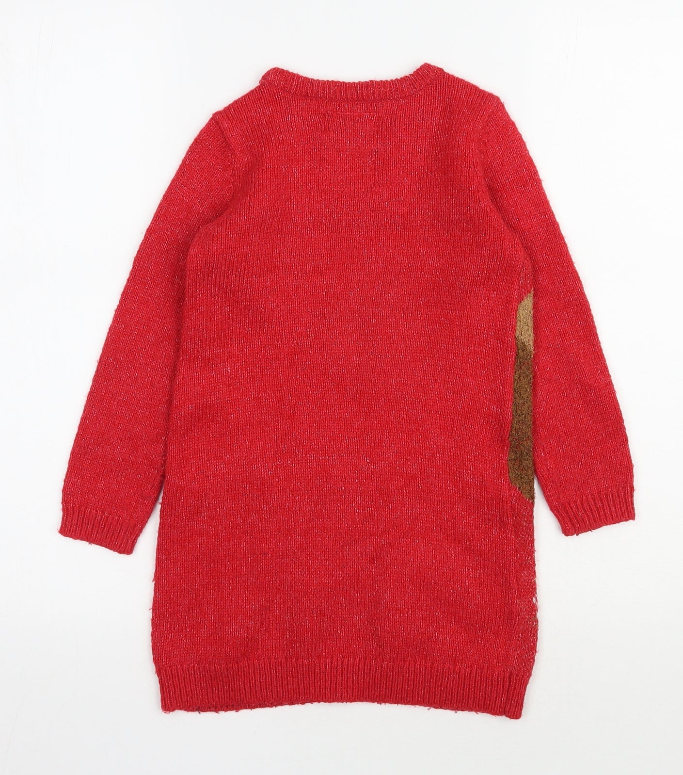 TU Girls Red Round Neck  Acrylic Pullover Jumper Size 5 Years  Pullover - Christmas Jumper