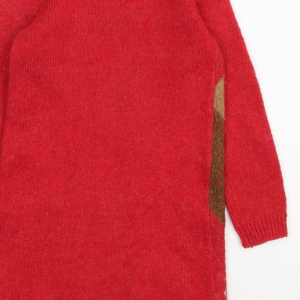 TU Girls Red Round Neck  Acrylic Pullover Jumper Size 5 Years  Pullover - Christmas Jumper