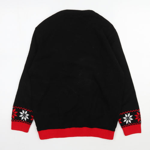 Boohoo Womens Black Round Neck  Acrylic Pullover Jumper Size S   - Christmas Jumper