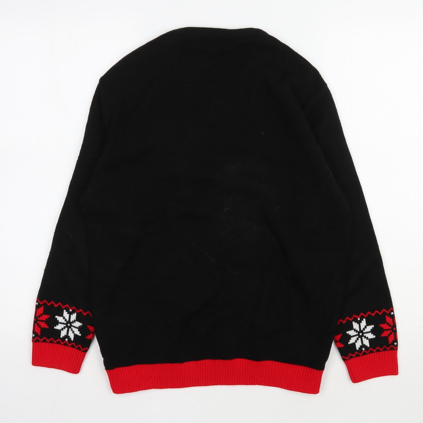 Boohoo Womens Black Round Neck  Acrylic Pullover Jumper Size S   - Christmas Jumper