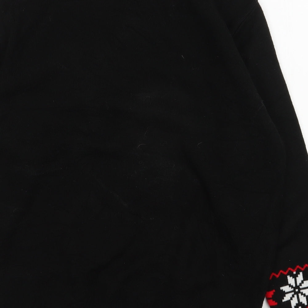 Boohoo Womens Black Round Neck  Acrylic Pullover Jumper Size S   - Christmas Jumper