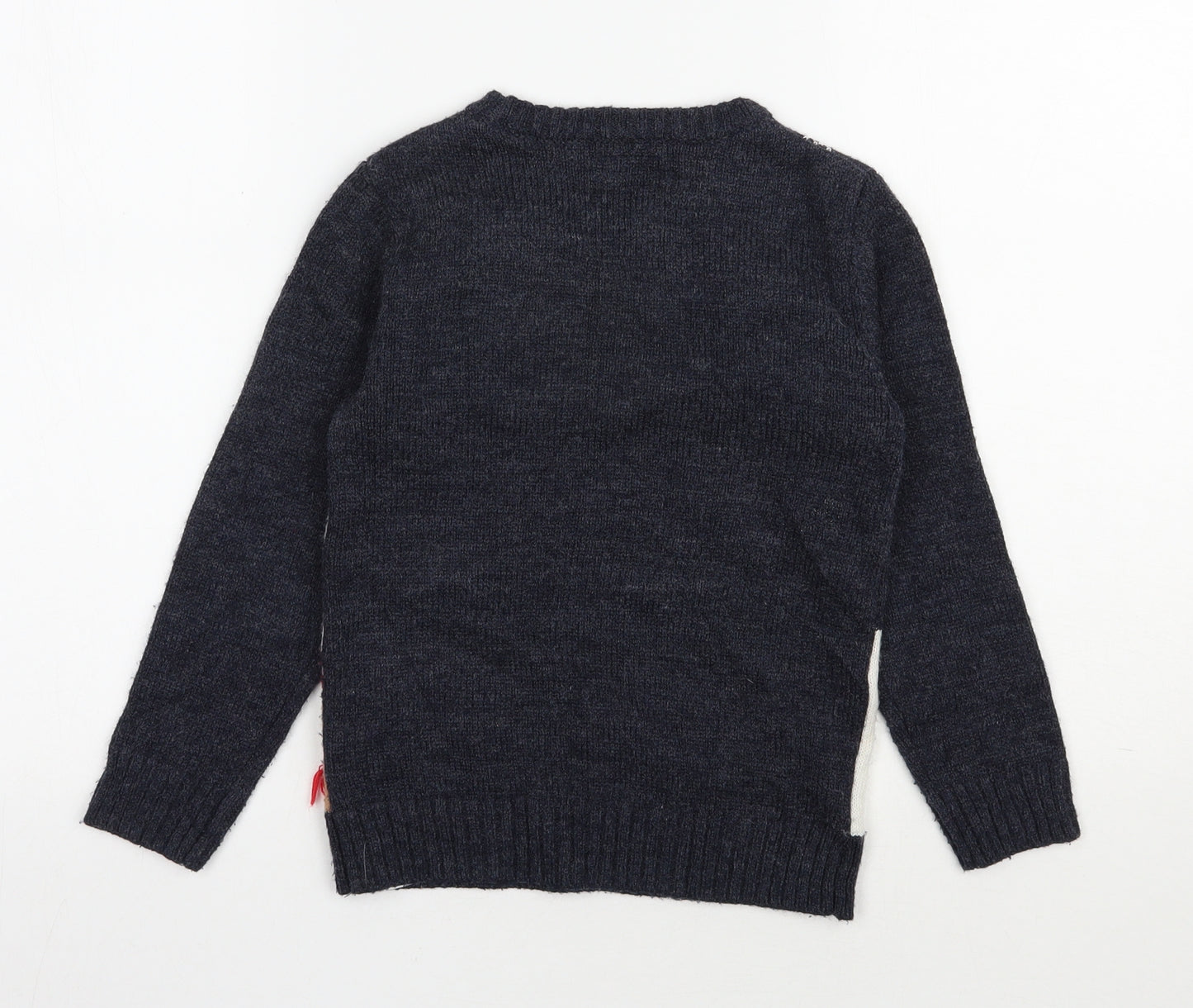 F&F Boys Blue Round Neck  Acrylic Pullover Jumper Size 6-7 Years  Pullover - Christmas Jumper