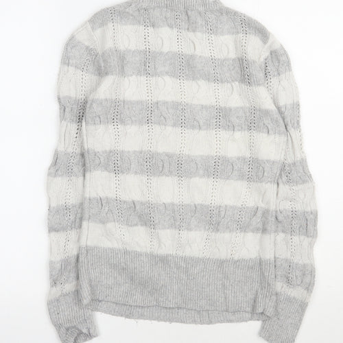 Aphorism  Womens Grey Round Neck Striped Nylon Pullover Jumper Size 12