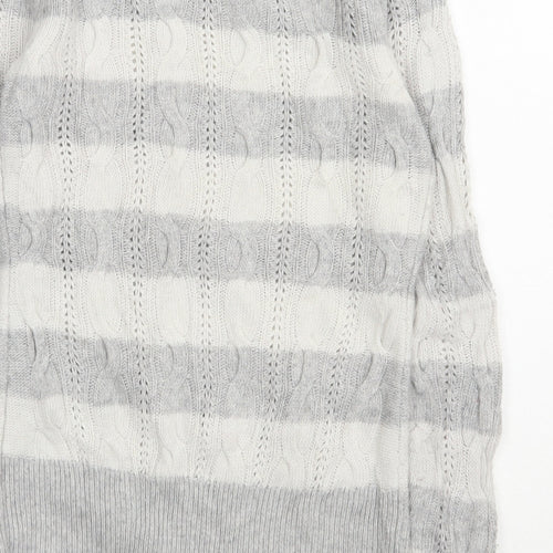 Aphorism  Womens Grey Round Neck Striped Nylon Pullover Jumper Size 12