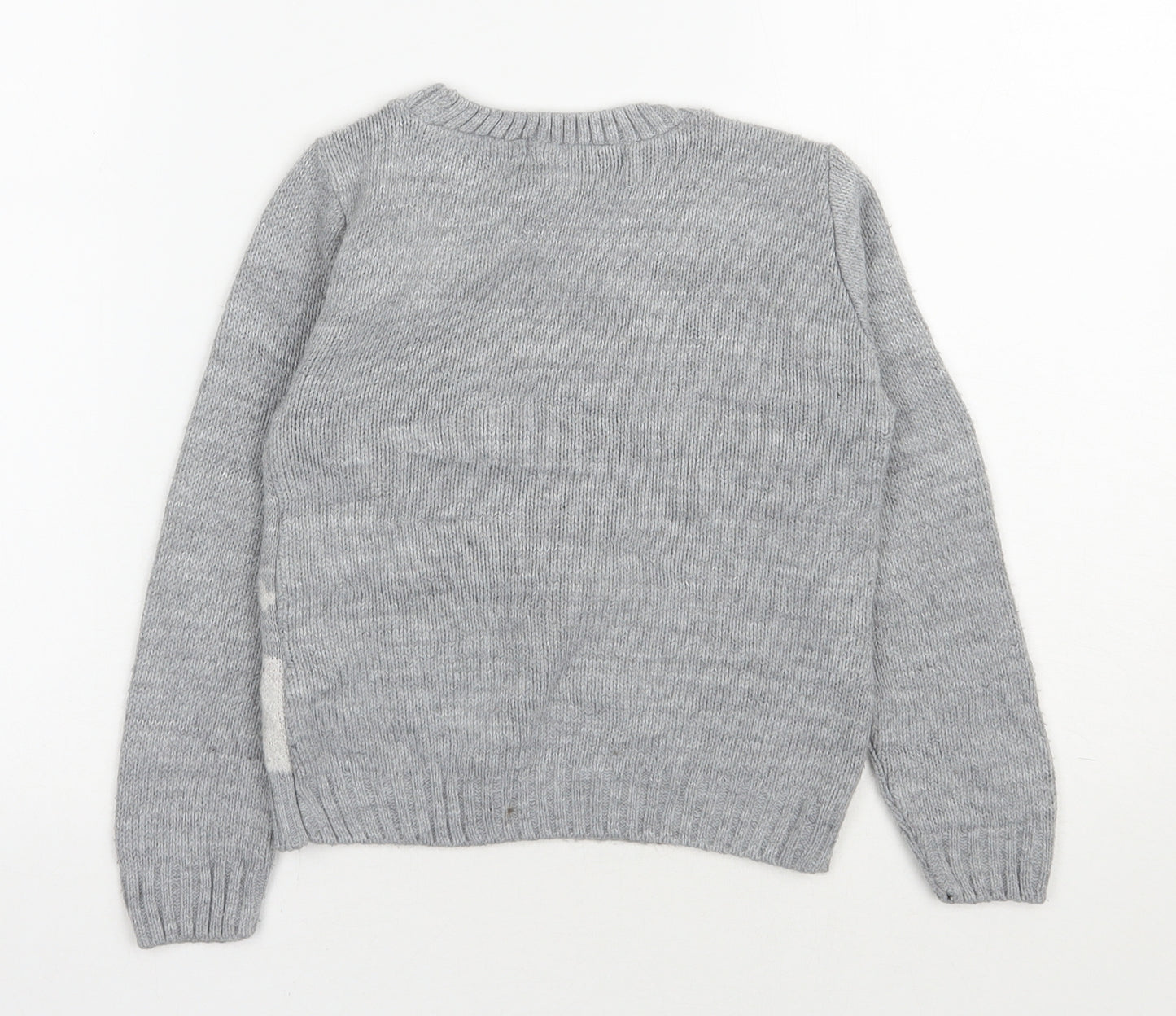 Merry Christmas  Boys Grey Round Neck  Acrylic Pullover Jumper Size 3-4 Years  Pullover - Christmas Jumper