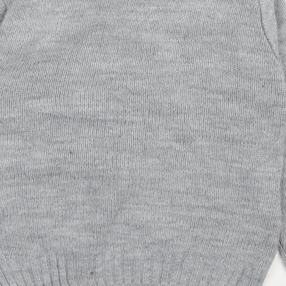 Merry Christmas  Boys Grey Round Neck  Acrylic Pullover Jumper Size 3-4 Years  Pullover - Christmas Jumper