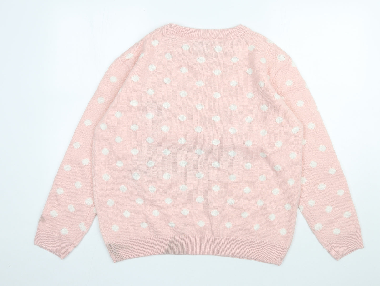 Primark Womens Pink Round Neck Polka Dot Acrylic Pullover Jumper Size M   - Christmas Jumper