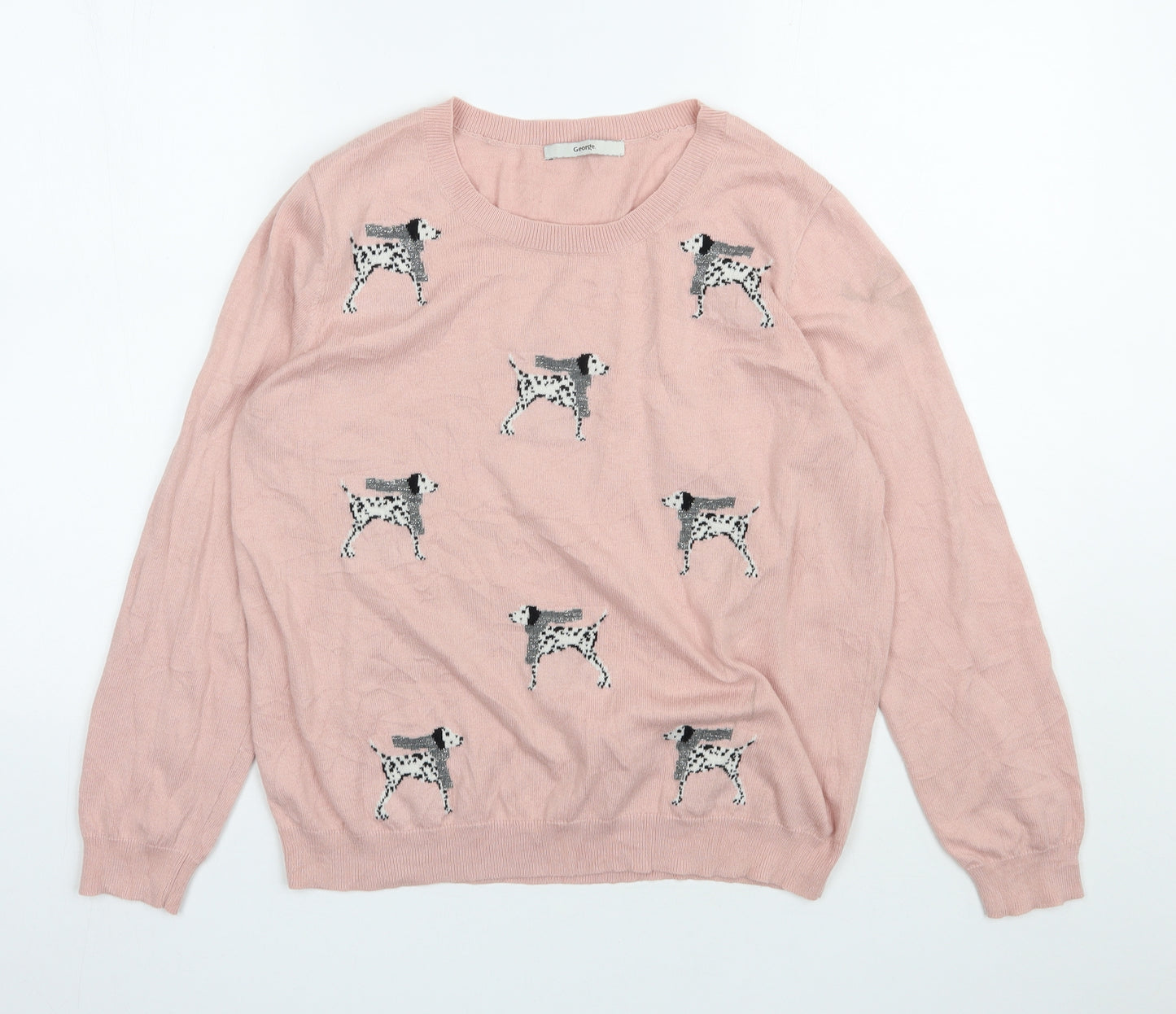 George Womens Pink Scoop Neck  Acrylic Pullover Jumper Size 16