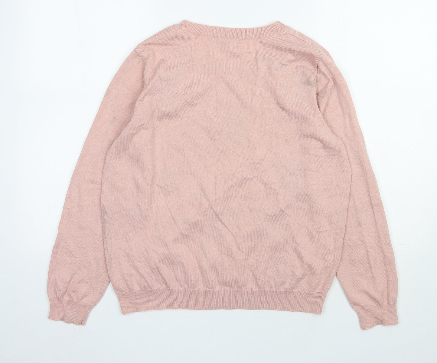 George Womens Pink Scoop Neck  Acrylic Pullover Jumper Size 16