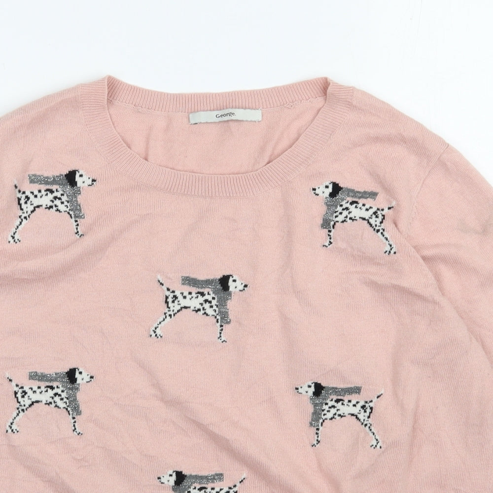George Womens Pink Scoop Neck  Acrylic Pullover Jumper Size 16