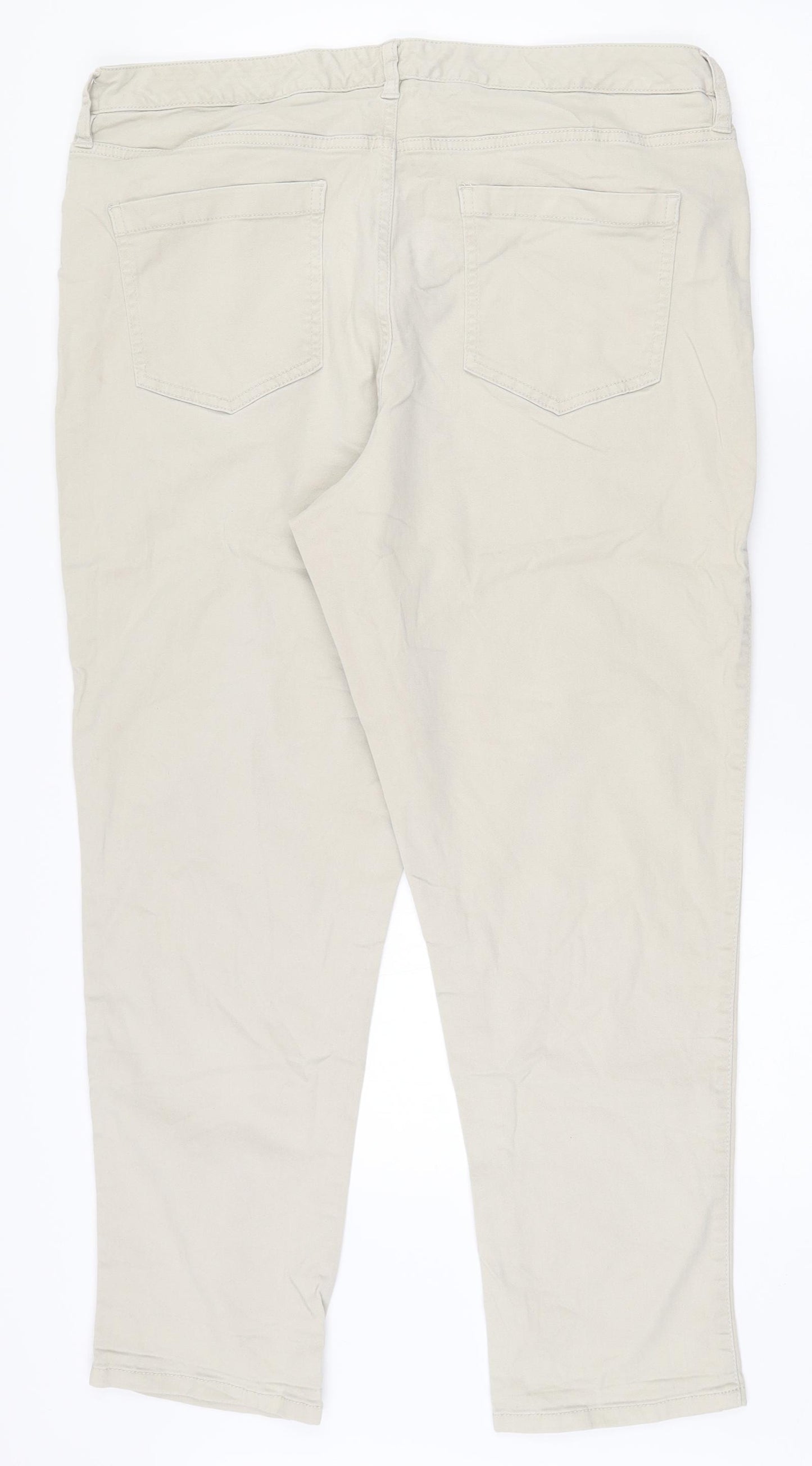 F&F Womens Beige  Cotton Capri Jeans Size 18 L27 in Regular Zip