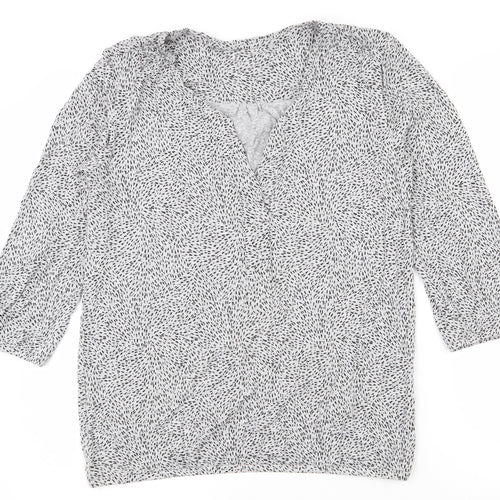 EAC Womens Grey Geometric Viscose Basic Blouse Size S V-Neck