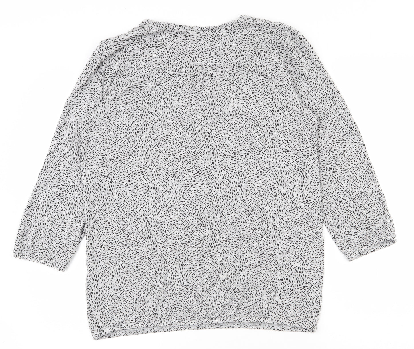 EAC Womens Grey Geometric Viscose Basic Blouse Size S V-Neck