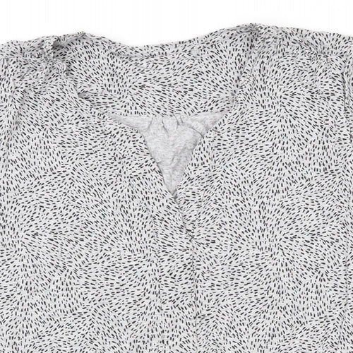EAC Womens Grey Geometric Viscose Basic Blouse Size S V-Neck