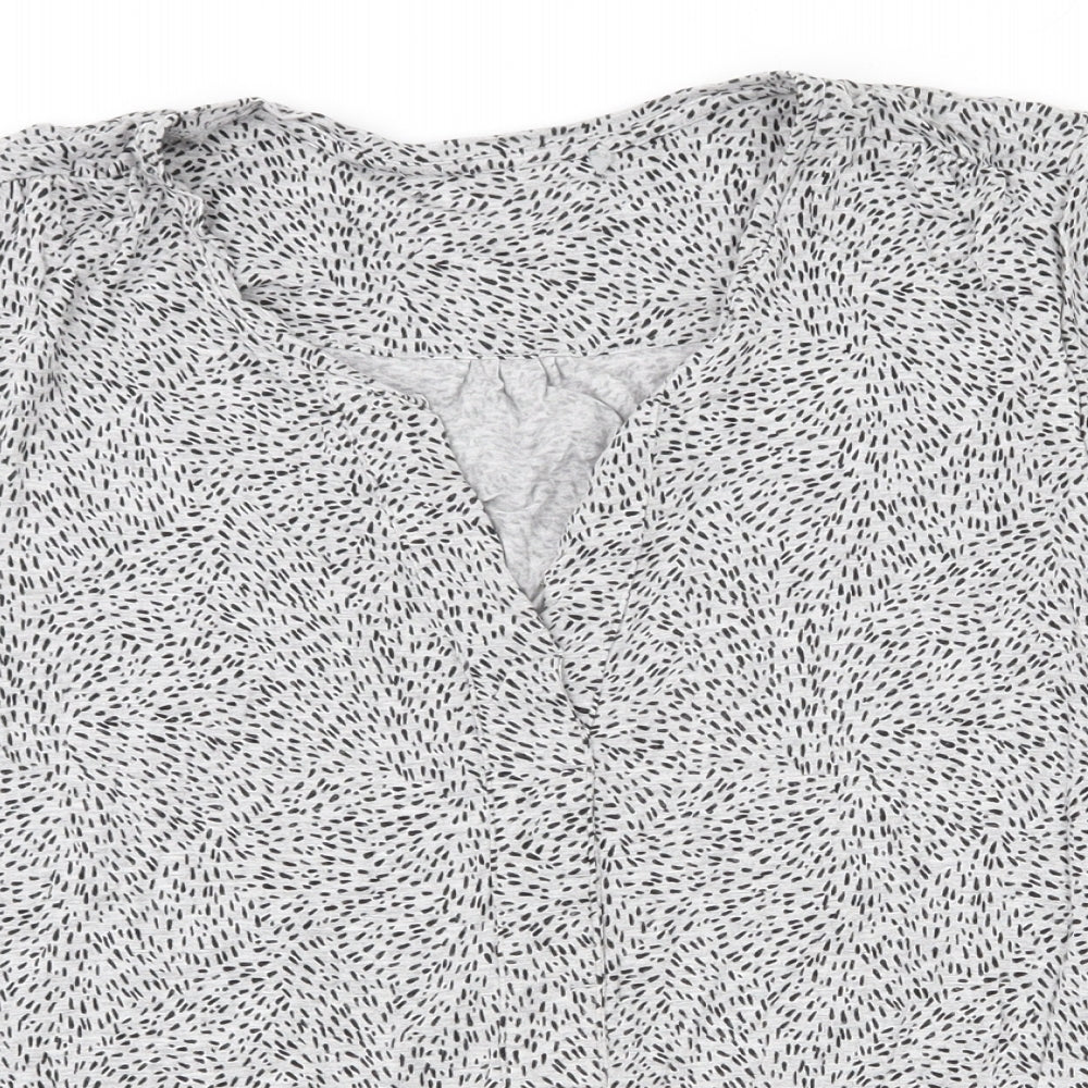 EAC Womens Grey Geometric Viscose Basic Blouse Size S V-Neck