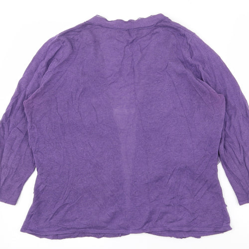 Per Una Womens Purple V-Neck  Polyester Cardigan Jumper Size 14