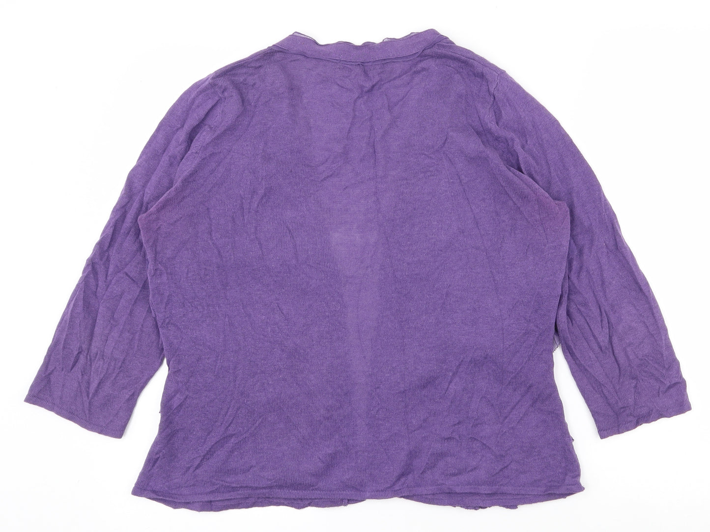 Per Una Womens Purple V-Neck  Polyester Cardigan Jumper Size 14