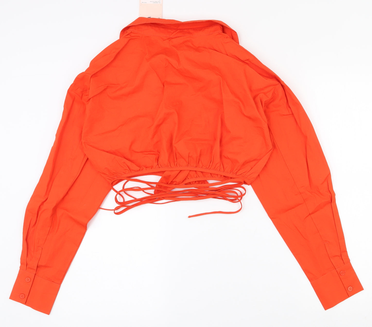 Misguided Womens Orange  100% Cotton Wrap Blouse Size 8 Collared