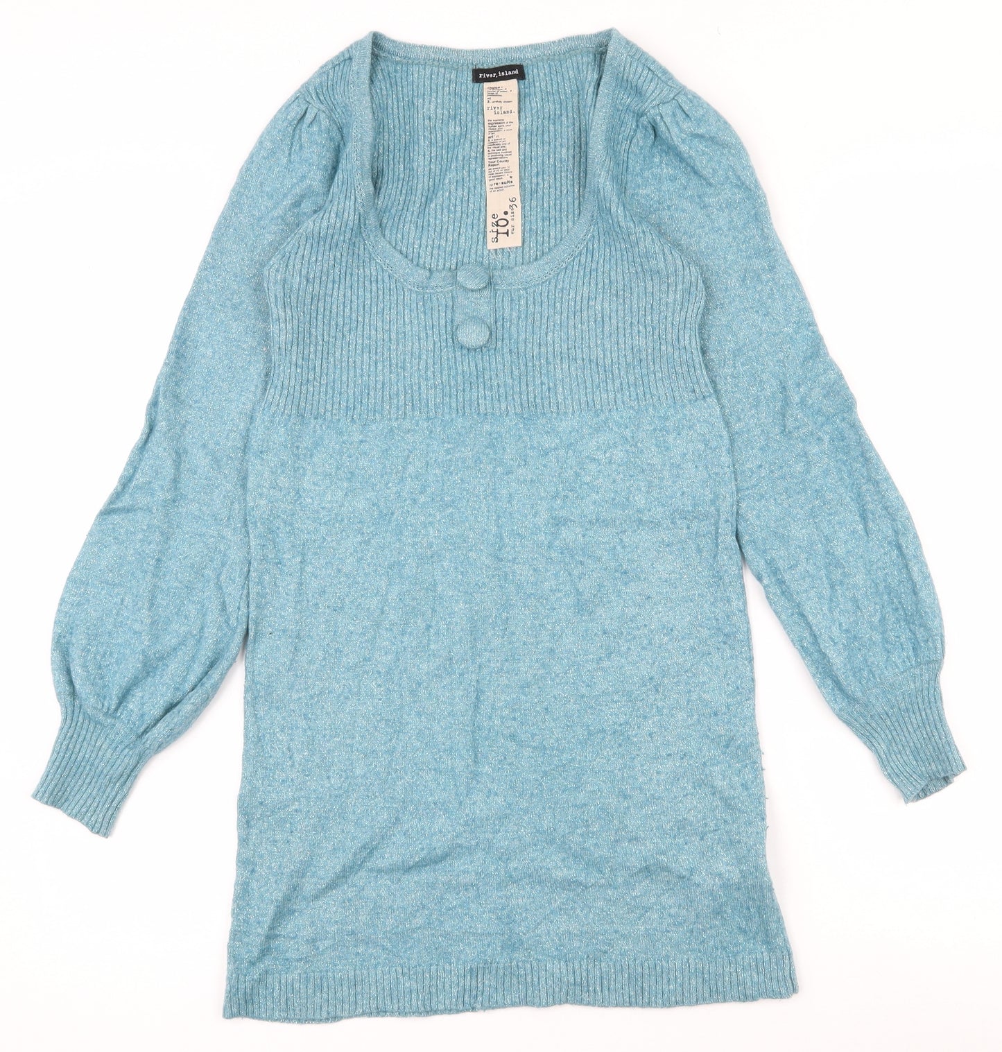 River Island Womens Blue  Viscose Jumper Dress  Size 10  Scoop Neck Pullover