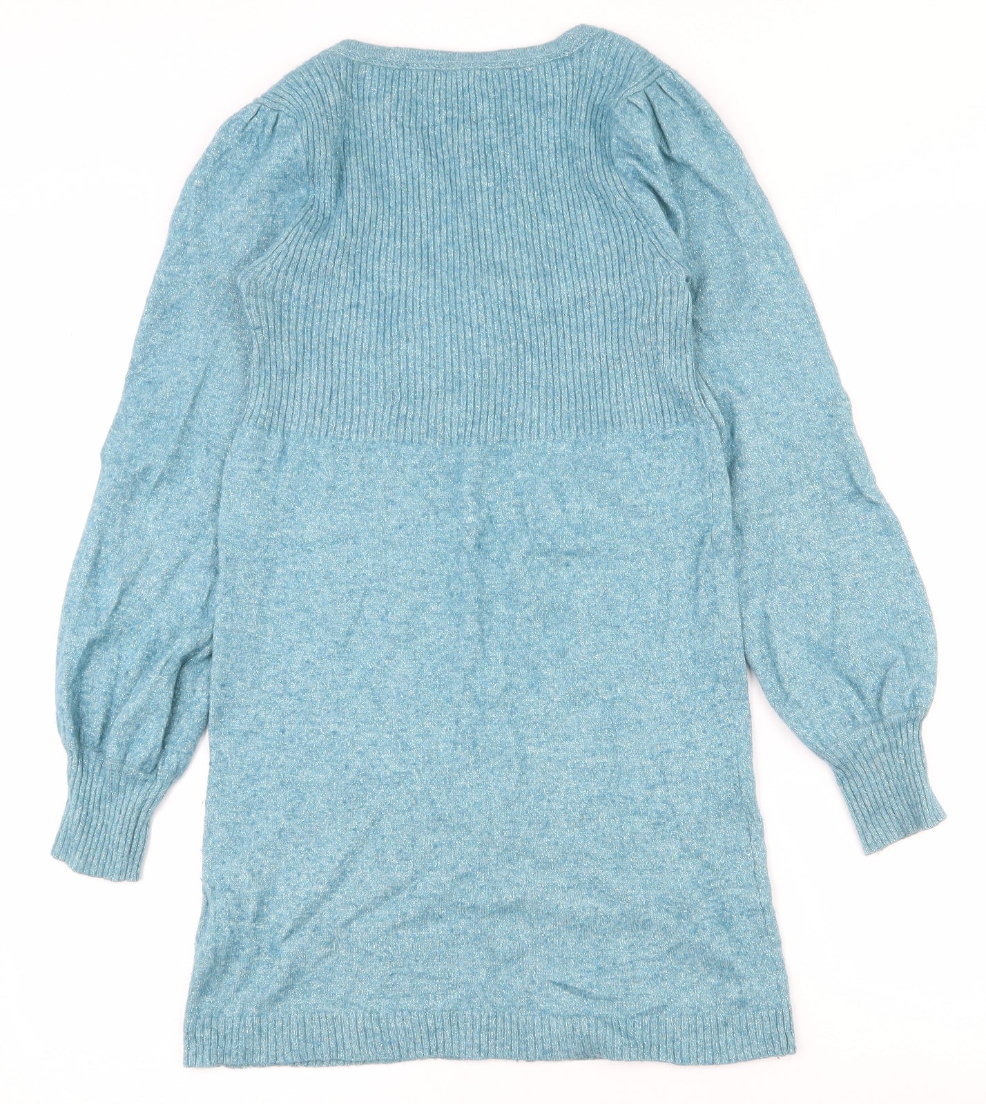 River Island Womens Blue  Viscose Jumper Dress  Size 10  Scoop Neck Pullover