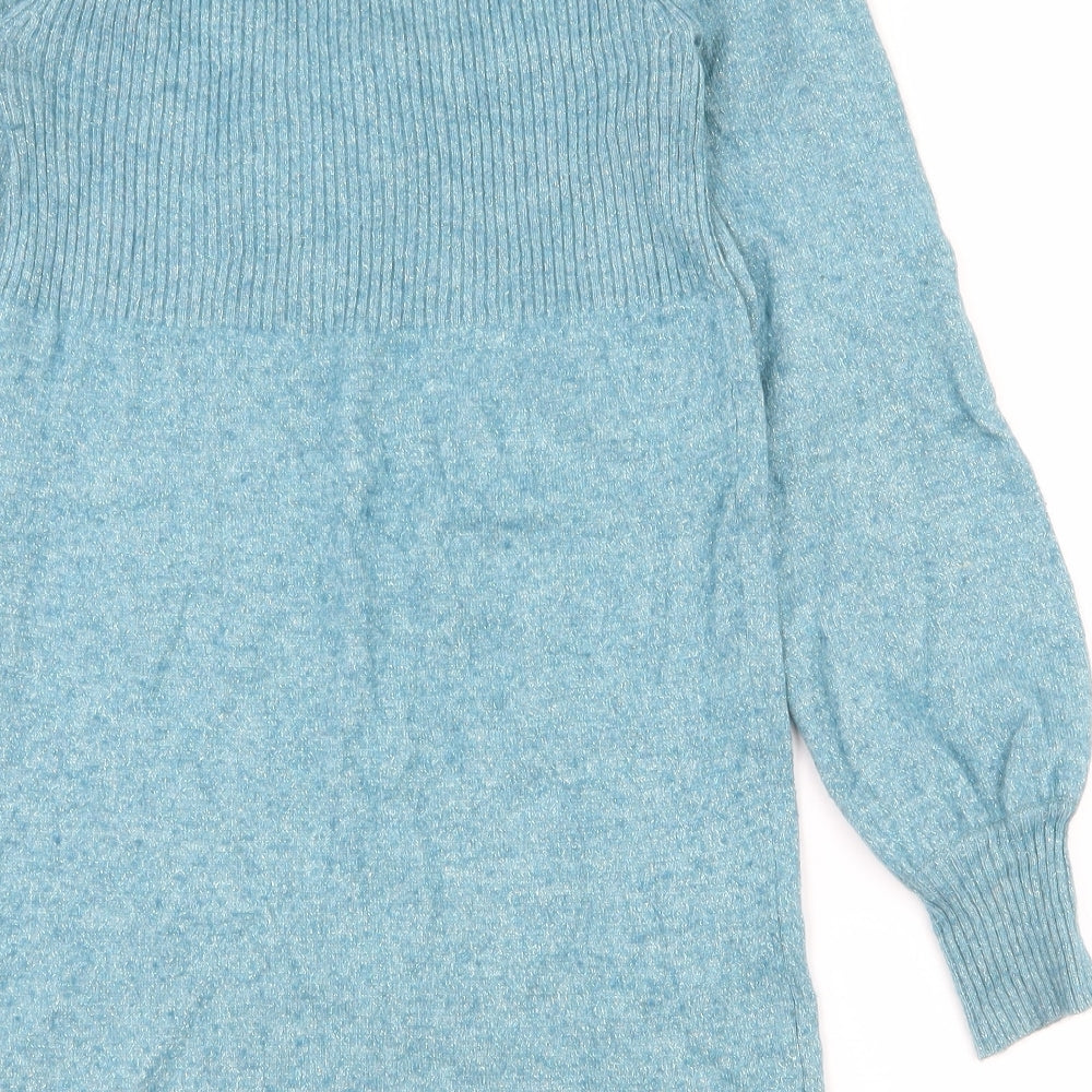 River Island Womens Blue  Viscose Jumper Dress  Size 10  Scoop Neck Pullover