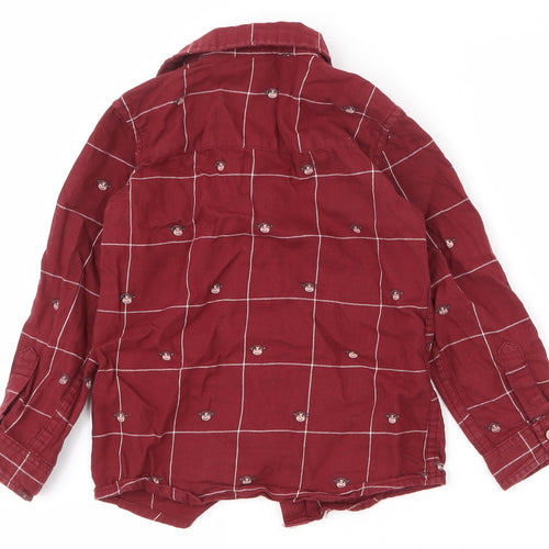 Dunnes Stores Boys Red Check 100% Cotton Basic Casual Size 2-3 Years Collared Button